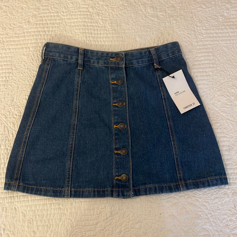 Forever 21 Button-Up Denim Mini Skirt, Brand New